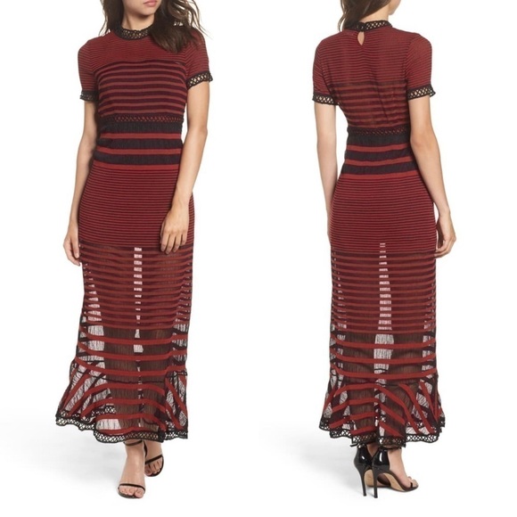 foxiedox Dresses & Skirts - Foxiedox Cassius Mock Neck Striped Maxi Dress M